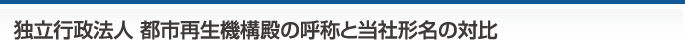 独立行政法人 都市再生機構殿の呼称と当社形名の対比