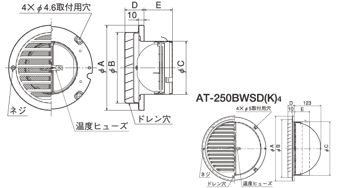 商品の良いところ メルコエアテック melcoairtec 【AT-200TCWSD5】丸形防風板付ベントキャップ（覆い付）｜横ギャラリ・網外壁用  キッチン家電用アクセサリー・部品 FONDOBLAKA